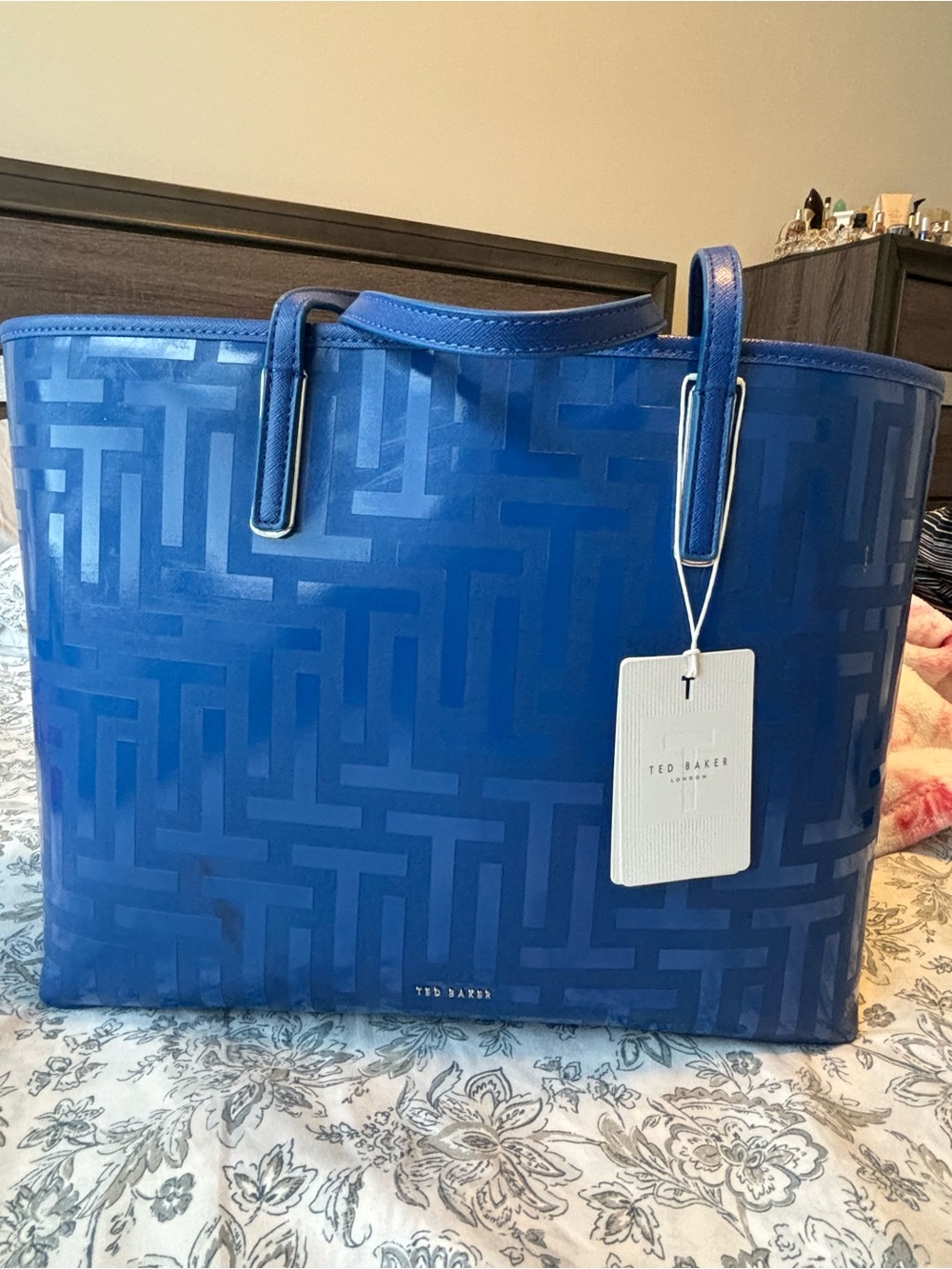 Ted Baker Royal Blue Logo-Pattern Tote